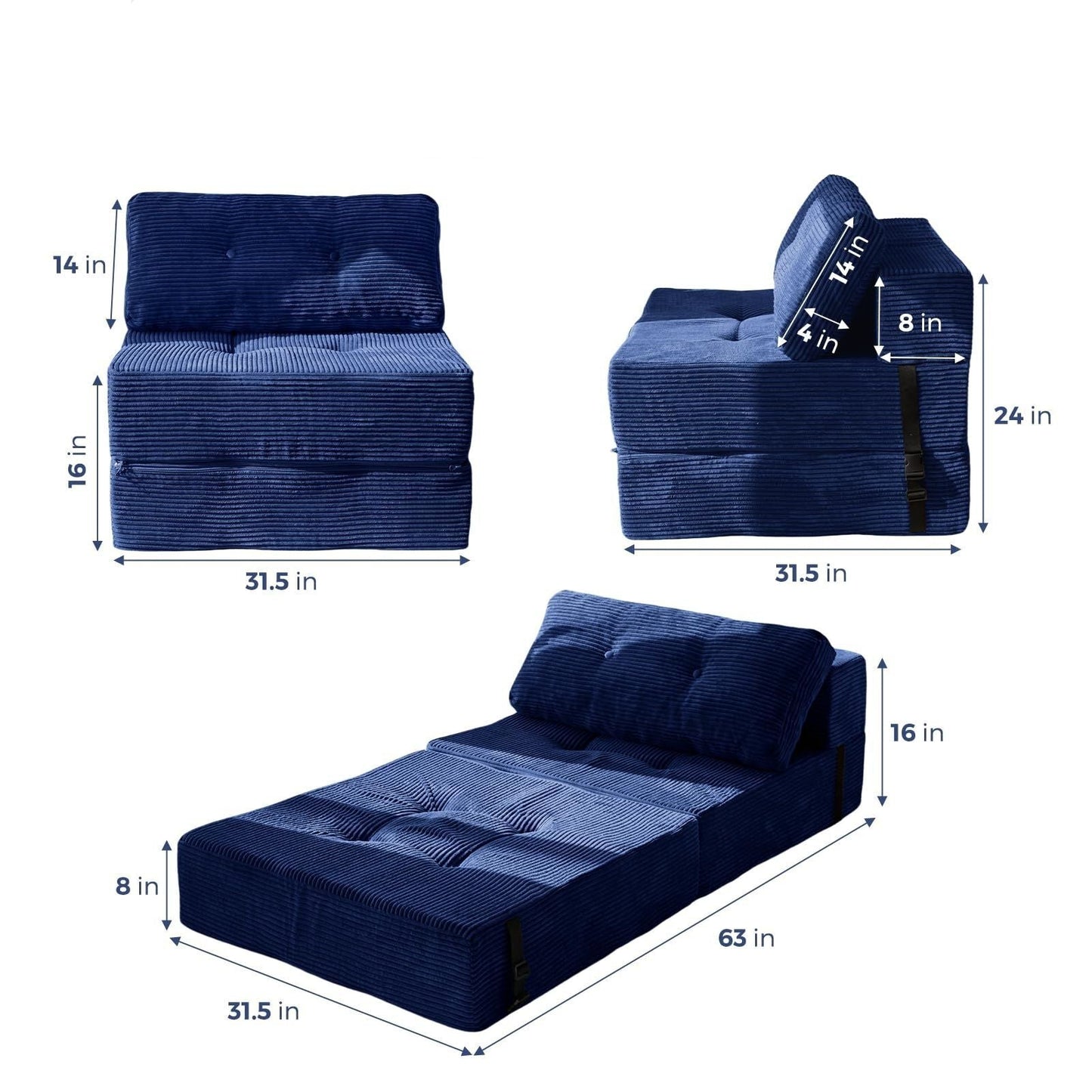 Omvormbare Opvouwbare Slaapbankstoel – Ruimtebesparende Lounger voor Woonkamer en Logeerkamer
