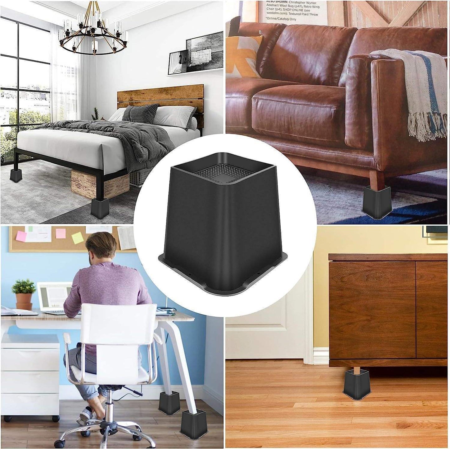 Anti-Slip Meubelpoot Set – Duurzame 6-Inch Poten met Rubberen Onderrand voor Sofa’s en Bedden