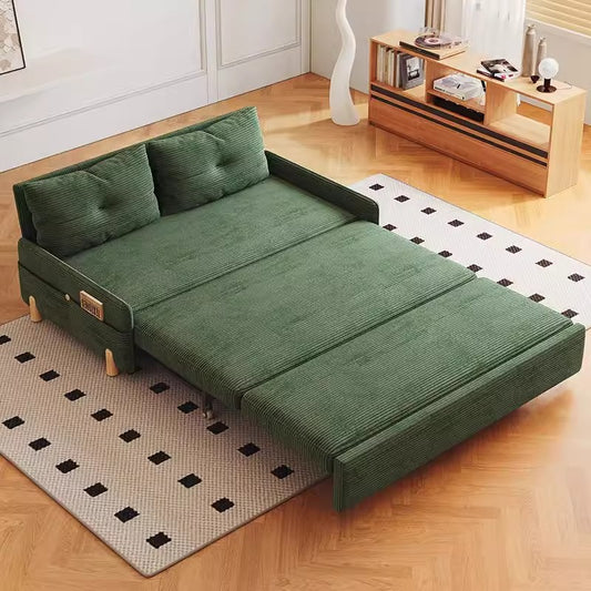 Opvouwbare Corduroy Slaapbank – Ruimtebesparend Uittrekbaar Ontwerp voor Kleine Ruimtes