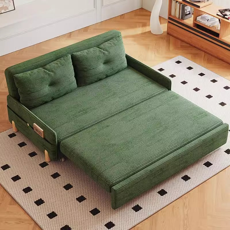 Opvouwbare Corduroy Slaapbank – Ruimtebesparend Uittrekbaar Ontwerp voor Kleine Ruimtes